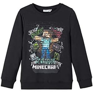 NAME IT Boy's NKMDIMY Minecraft Sweat BRU Bio Sweatshirt, Zwart, 116, zwart, 116 cm