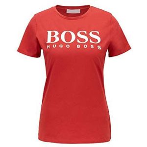 BOSS Dames C Elogo1 T-shirt van biologisch katoen met groot logo, rood, XS