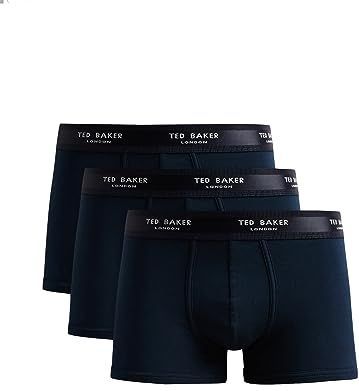 Ted Baker Heren Trunks, katoen, 3-Pack, (TBB02), marineblauw, S