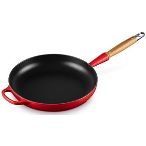 Le Creuset Signature gietijzeren koekenpan met houten handvat 24 cm Rozerood