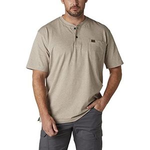 Wrangler Riggs Workwear Men's Short Sleeve Henley, oatmeal heather, XL