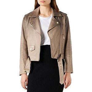 Armani Exchange Vrouwen, Metalen Plate Logo op The Back Leather Jacket, Noise, Small