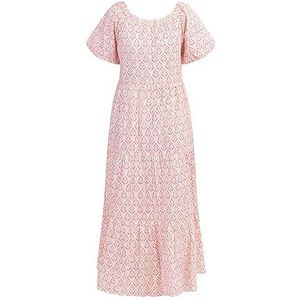 SAPELLO Maxi-jurk met korte mouwen voor dames, neonroze, M