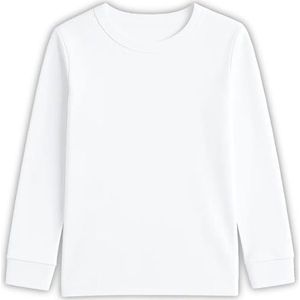 BABIDU Top met lange mouwen voor kinderen van 100% hypoallergeen katoen, geribbeld, zacht en ademend, licht en comfortabel winterondergoed, van 2 tot 16 jaar, Wit, 12 jaar