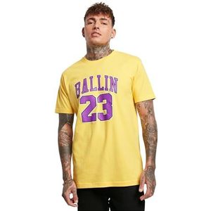 Mister Tee Heren T-shirt Ballin 23 Tee, T-shirt met fotoprint voor mannen, regular fit, katoen, Taxi Yellow, 4XL