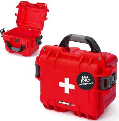 Nanuk 908 Case 908 empty – w/First Aid Logo - Red