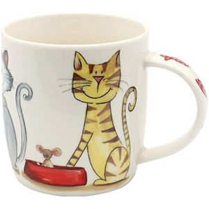 Dekohelden24 Koffiemok van porselein - motief: katten - grootte H / Ø: 9 x 8 cm, inhoud 300ml, vaatwasmachinebestendig