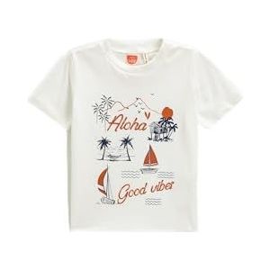 Koton Babyboy Nature Themed Gedrukt T-shirt Korte Mouwen Crew Neck, ecru(002), 9-12 Maanden