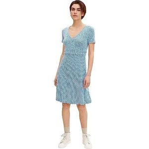 TOM TAILOR Dames Jurk in wikkellook 1032059, 29526 - Blue Minimal Design, 46