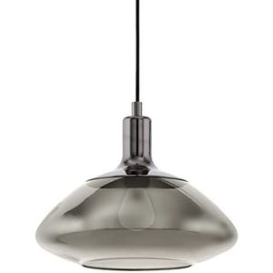 EGLO Hanglamp Torrontes, eettafellamp van metaal in nickel nero en rookglas, lamp hangend voor woonkamer en eetkamer, pendellamp met E27 fitting, Ø 35 cm