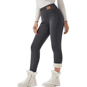 JK SUE Jones Vrouwen Winter Warme Dikke Leggings Fleece Gevoerde Elastische Zachte Thermische Sherpa Broek Hoge Taille Panty, Donkergrijs, S