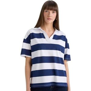 DeFacto Poloshirt voor dames, korte mouwen, poloshirts voor dames, kleding shirts, Donkerblauw, XS
