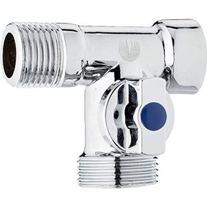 Acquastilla 114595 T-stuk voor ingang vaatwasser, MF1/2""-aansluiting M3/4""-zijstopcontact van verchroomd messing