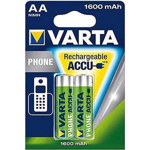 Varta 58399201402 Recharge Accu AA Mignon Ni-MH Accu (geschikt voor draadloze telefoons), groen, zilver, 1600mah 2 stuks