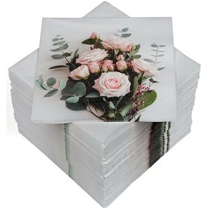 HEKU 100 servetten, 3-laags, 33 x 33 cm, rozenboeket, absorberend en praktisch verpakt, brede keuze, ideaal voor speciale gelegenheden