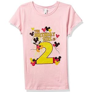 Disney Mickey Birthday Girl Is 2 T-shirt voor meisjes, lichtroze, M