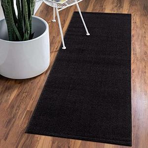 carpet city Home & Living Vloerkleed, effen, voor gang, kleine loper, 80 x 150 cm, hoog-diep strepenpatroon, 3D-effect, laagpolig tapijt, modern, decoratief