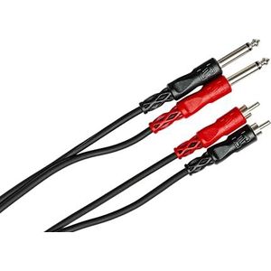 Hosa CPR-201, standaard audiokabel, dual 1/4 inch TS naar Dual RCA, 1 m lengte