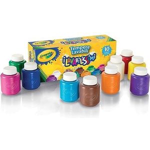 Crayola - 10 Potjes 59 ml met afwasbare verf - Primaire kleuren - 3+ - Ideaal voor knutselactiviteiten, posters en schoolprojecten