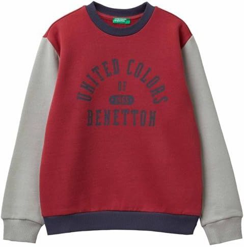 UNITED COLORS OF BENETTON Sweatshirt  lichtgrijs / donkergrijs / rood