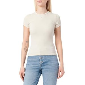 Tommy Jeans Dameshemd met lange mouwen, beige (Newsprint), XXS
