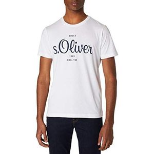 s.Oliver T-shirt met logo voor heren, wit 0100, XL
