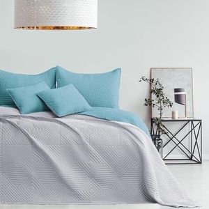 AmeliaHome Sprei blauw grijs 240x260 Bedsprei tweezijdig Ultrasoon stiksel Polyester Softa