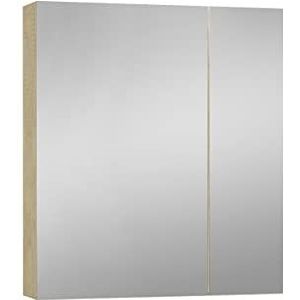 Baikal Camerino Kast met spiegel, multifunctionele badkamerkast, naar keuze met of zonder ledlicht, eenvoudige montage, gemonteerde kast, natuurlijke afwerking, Camerino, 70 cm