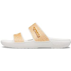 Crocs Unisex Classic Glitter sandaal houten schoen, Oranje Sorbet Glitter, 42/43 EU
