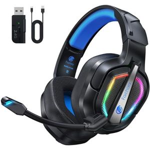 Fachixy FC200 Wireless Gaming Headset, 2,4 G Bluetooth headset met microfoon voor PS5, PS4, pc, switch, opvouwbare gaming-hoofdtelefoon, lage latentie ruisonderdrukking, met ledlicht, 40 uur