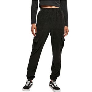 Urban Classics Damen Jogginghose Ladies High Waist Velvet Rib Cargo Sweat Pants black 3XL