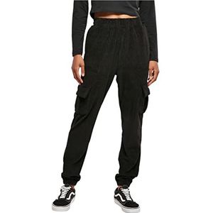 Urban Classics Damen Jogginghose Ladies High Waist Velvet Rib Cargo Sweat Pants black S