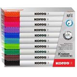 Kores - K-marker: kleurrijke whiteboard markeerstiften met dunne punt, droog afwasbaar en vrijwel geurloze inkt, school- en kantoorbenodigdheden, set van 10 gesorteerde kleuren