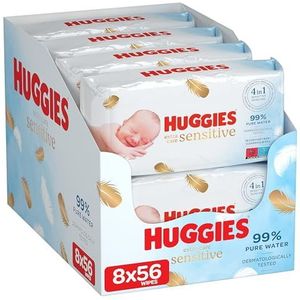 Huggies Baby Billendoekjes - Pure Extra Care - 448 Stuks - 8 x 56 Doekjes - Voordeelverpakking