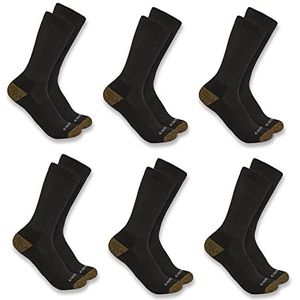Carhartt Heren SC1156M Midweight Crew Sok, 6-Pack, Zwart, Large