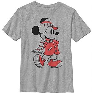 Disney Characters Mickey Winter Fill Boy's Crew Tee, Athletic Heather, X-Small, Athletic Heather, XS