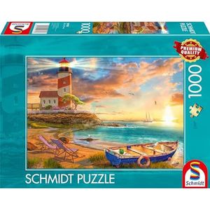 Schmidt Spiele 59765 Zonsondergang in de Leuchtturm-baai, puzzel met 1000 stukjes, kleurrijk