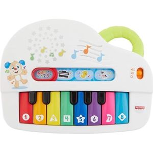 Fisher-Price Silly Sounds Light-Up Piano - UK English Edition, take-along toy piano met lichten, echte muziek noten en leren liedjes voor baby en peuters, GFK04