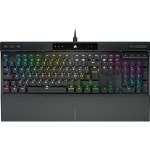 Corsair K70 PRO RGB Gaming toetsenbord Opto-Meccanic - Lineaire Switch OPX, keycaps van polycarbonaat, hyperpolling bij 8.000 Hz, zachte magnetische handsteun, IT-lay-out, QWERTY - zwart