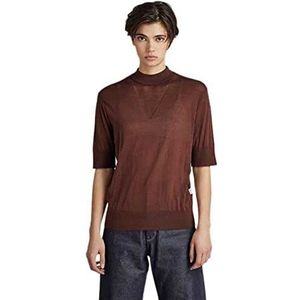 G-STAR RAW Dames Core Mock Neck ss Knit Pullover Sweater, Brown (Chocolate Lab D166-D312), XS