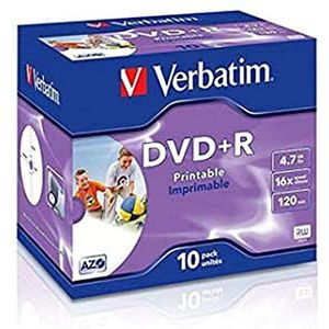 Verbatim DVD + R 4,7 GB - 16x brandsnelheid, lange levensduur, krasbescherming, 10 Pack Branded Jewel Case