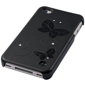 Trexta Snap on beschermhoes voor Apple iPhone 4/4S zwart met Swarovski-kristallen