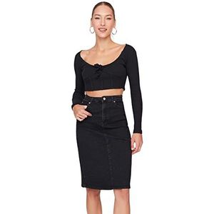TRENDYOL - Midi-denimrok - Zwart - Dames