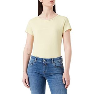 TOM TAILOR Denim Dames Basic T-shirt met logoprint 1030466, 29567 - soft lime, L