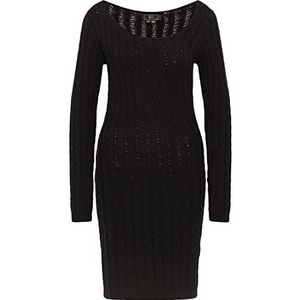 faina Dames gebreide jurk imane, zwart, XL/XXL, zwart, XL/XXL