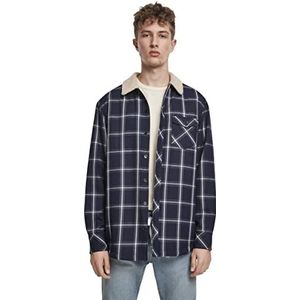 Urban Classics Sherpa Lined Shirt voor heren, jeansjack, navy/wht, 3XL