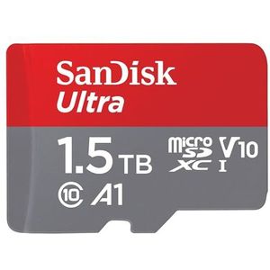SanDisk Ultra Android MicroSDXC UHS-I-Kaart 1,5 TB + SD-Adapter (Voor Smartphones En Tablets, A1, Class 10, U1, Full HD Video's, Tot 150 MB/s Leessnelheid)