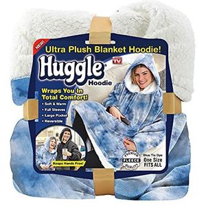 Ontel Huggle Hoodie Ultra Pluche deken, Blauw Tie-Dye