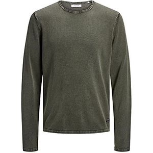 JACK & JONES Gebreide trui met ronde hals, effen gebreide trui met ronde hals, Dusty Olive, XXL