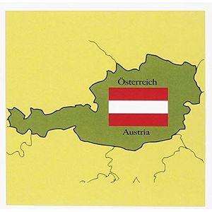 3drose de kaart en de vlag van Oostenrijk en Engels bedrukt met Oostenrijks Oostenrijks. – Wenskaarten, 6 by foto, 6 stuks (GC 37578 1)